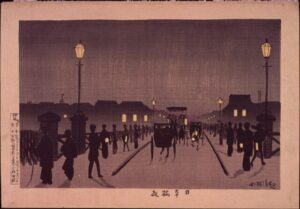 浮世絵版画／日本橋夜